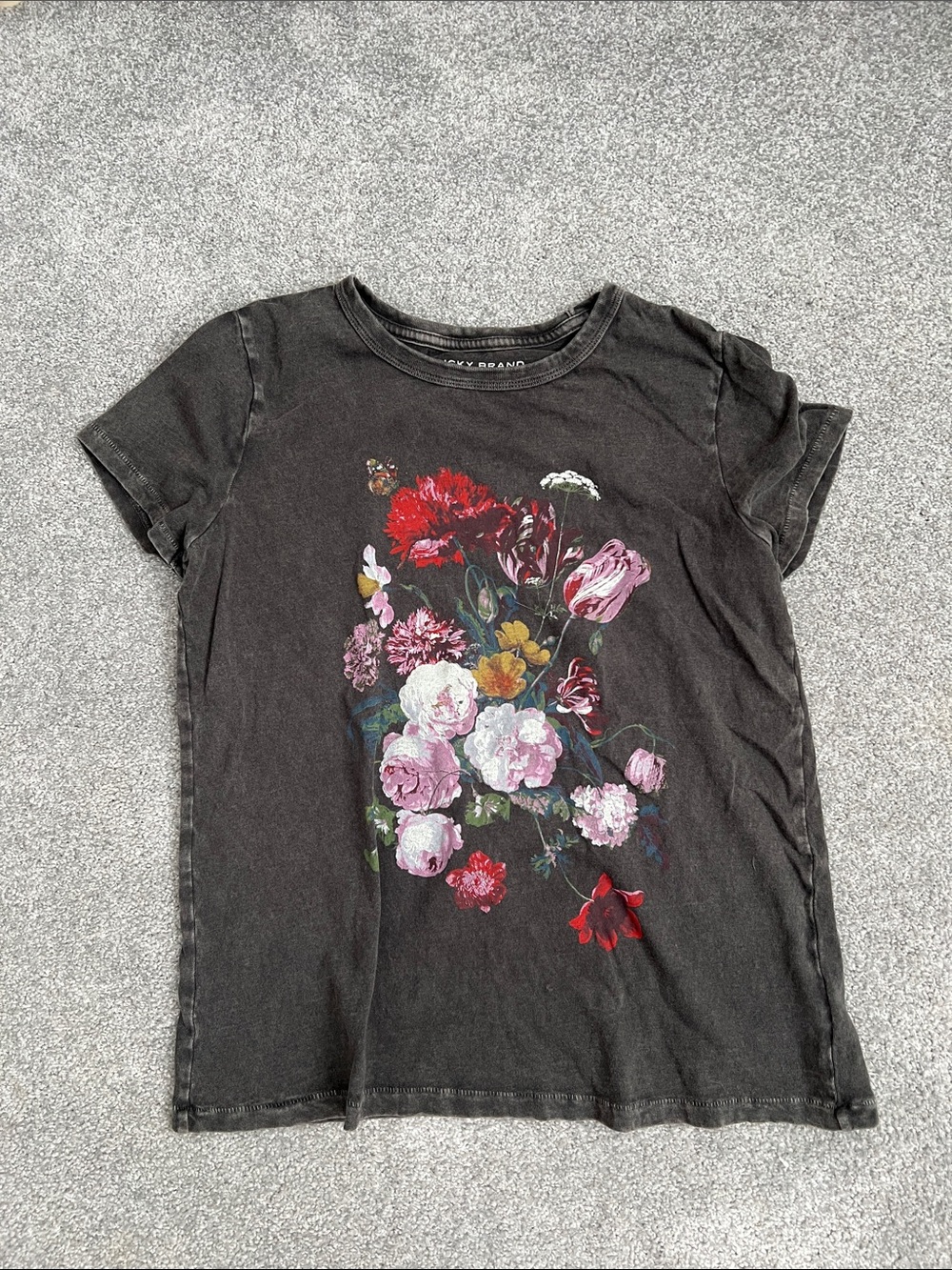 Women's Black Floral Graphic Tee -